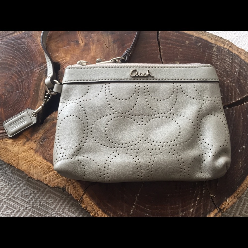 Coach Grey Leather Wristlet